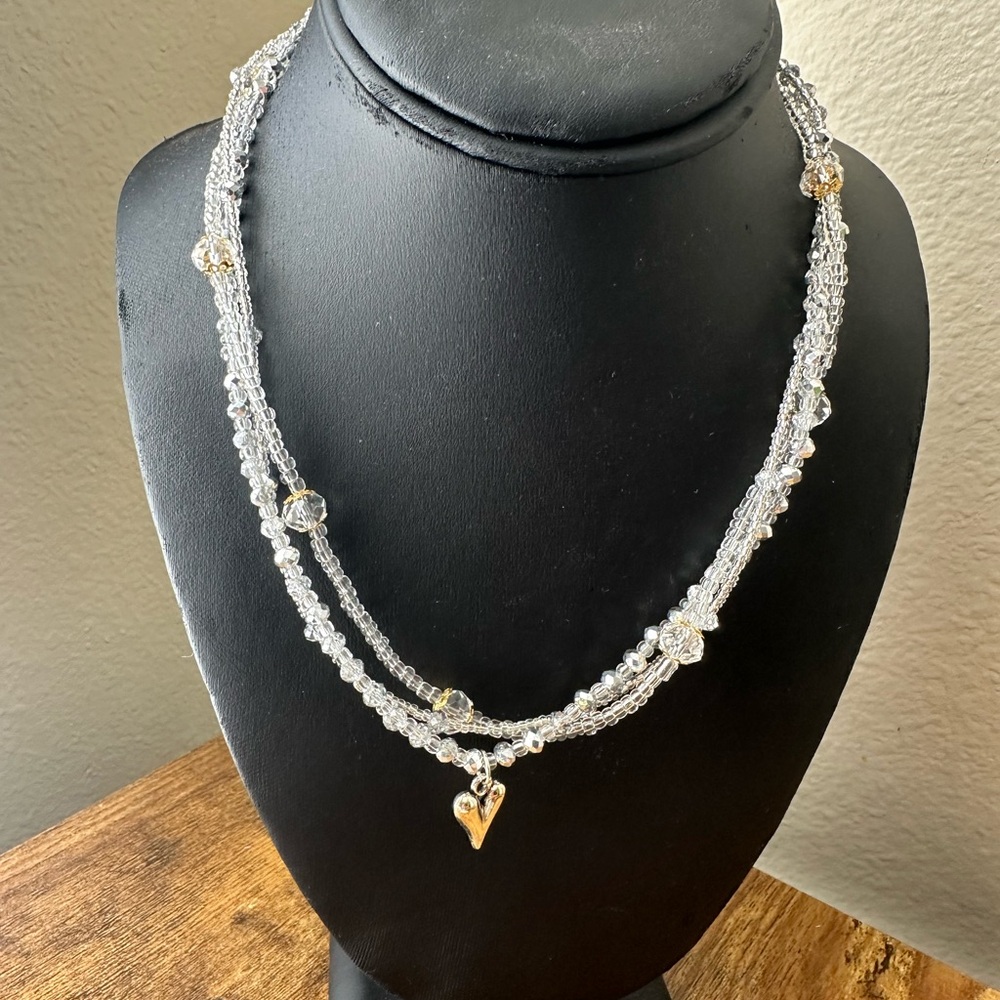 Chic Silver and Gold Heart Necklace
